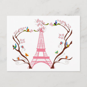 Cartão Postal Torre Eiffel na postagem de primavera