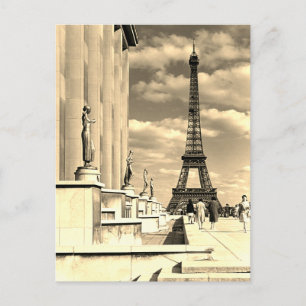 Cartão Postal Torre Eiffel Palácio Chaillot França Paris antigo