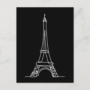 Cartão Postal Torre Eiffel Paris Arte Minimalista de Linha