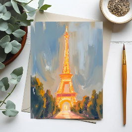 Cartão Postal Torre Eiffel Paris França Aquarela