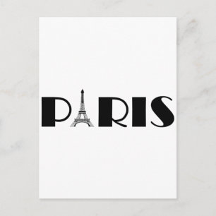 Cartão Postal Torre Eiffel Paris Preta e Branca