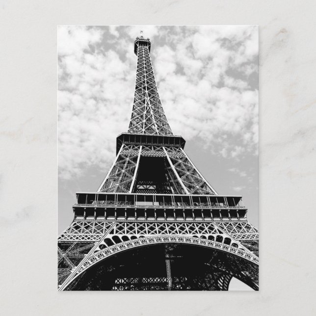 Cartão Postal Torre Eiffel Paris Preto e Branco (Frente)