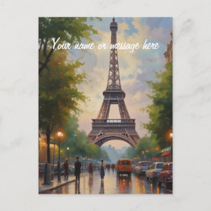 Cartão Postal Torre Eiffel Paris Viagem Arte Vintage Retro Nome