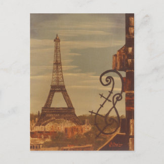 Cartão Postal Torre Eiffel, Parismo França- Acrílico na arte Can