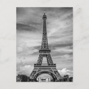 Cartão Postal Torre Eiffel Preto e Branco Paris Cidade