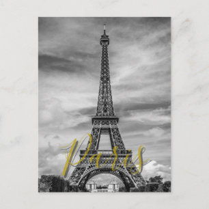 Cartão Postal Torre Eiffel Preto e Branco Paris França