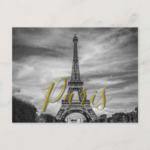 Cartão Postal Torre Eiffel Preto e Branco Paris França
