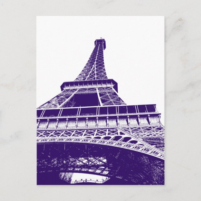 Cartão Postal Torre Eiffel Roxa (Frente)