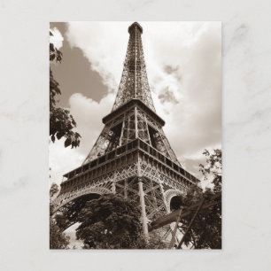 Cartão Postal Torre Eiffel Sepia Romance Paris Europa