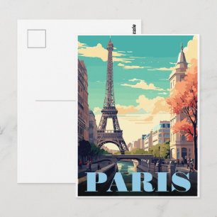Cartão Postal Torre Eiffel Torre Arte vintage paris torre presen