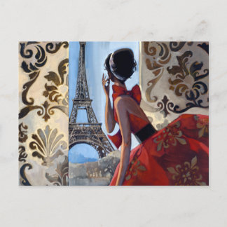 Cartão Postal Torre Eiffel, Vestido Vermelho, Vamos Ir