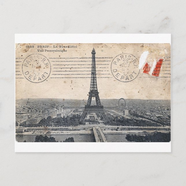 Cartão Postal Torre Eiffel Vintage (Frente)