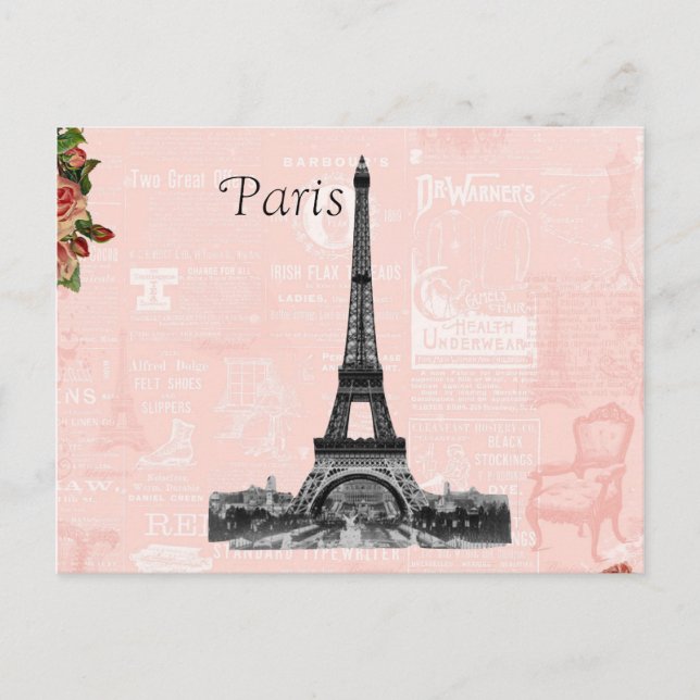 Cartão Postal Torre Eiffel Vintage (Frente)