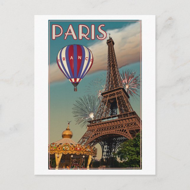 Cartão Postal Torre Eiffel Vintage (Frente)