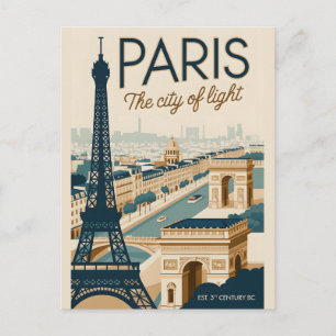Cartão Postal Torre Eiffel Vintage Paris França Viagem Retro