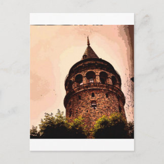 Cartão Postal Torre Galata Desenho Na Mão De Istambul