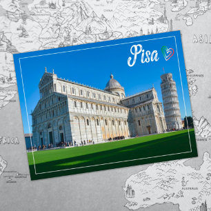 Cartão Postal Torre inclinada de Pisa e Domo, Toscana, Itália