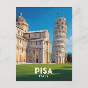 Cartão Postal Torre Inclinada de Pisa Itália Cena de Viagem 🏛️