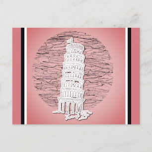 Cartão Postal Torre inclinada de Pisa Itália, Viagem rosa