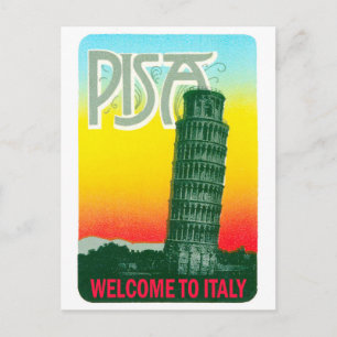 Cartão Postal Torre inclinada de Pisa, Itália, viagens vintage