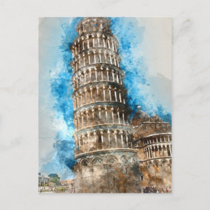 Cartão Postal Torre inclinada de Pisa na Itália