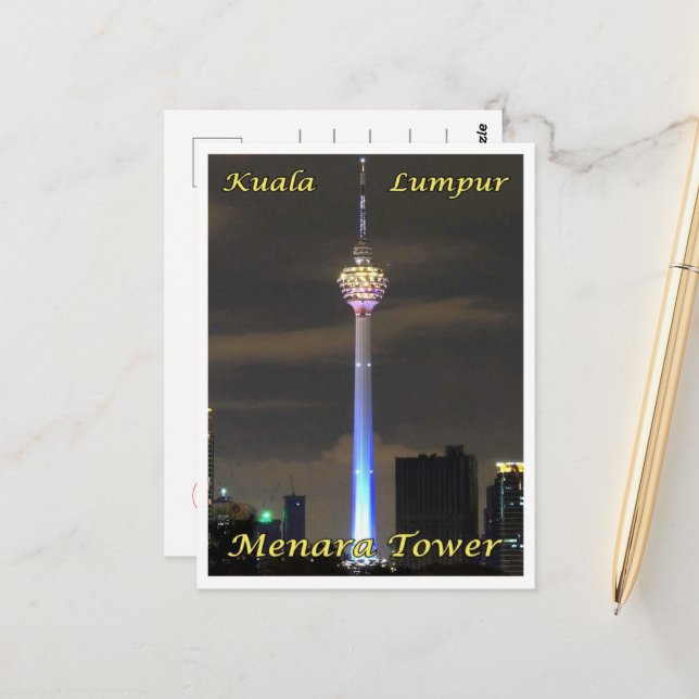 Cartão Postal Torre Kuala Lumpur Menara - Malásia - (Frente/Verso In Situ)