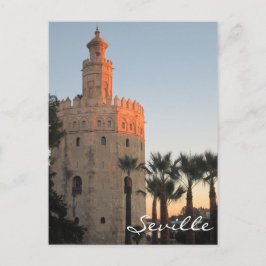 Cartão Postal Torre Ouro com luz solar em Sevilha, Espanha