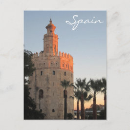 Cartão Postal Torre Ouro com luz solar em Sevilha, Espanha