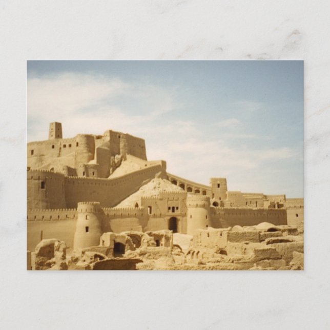 Cartão Postal Torre postal e forte de Bam, Irã (Frente)