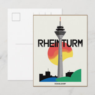 Cartão Postal Torre Rhine Dusseldorf Rheinturm presente alemão