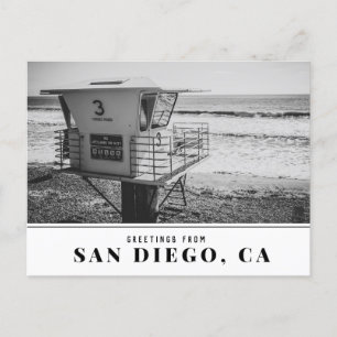 Cartão Postal Torre salva-vidas em Torrey Pines Beach San Diego