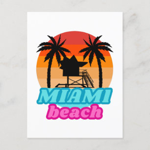 Cartão Postal Torre salva-vidas Vintage Miami Beach Flórida