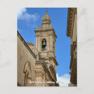Cartão Postal Torre sineira em Mdina, Malta.