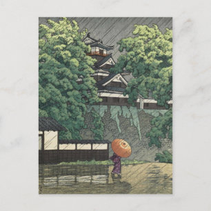 Cartão Postal Torre Udo, Castelo Kumamoto na Chuva - Kawase Hasu