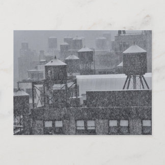 Cartão Postal Torres de Água NYC Durante A Tempestade de Neve, E