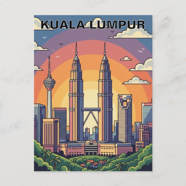 Cartão Postal Torres Gêmeas Petronas de Kuala Lumpur (Frente)