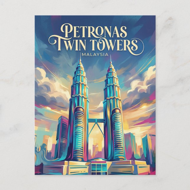 Cartão Postal Torres Gêmeas Petronas Malásia (Frente)