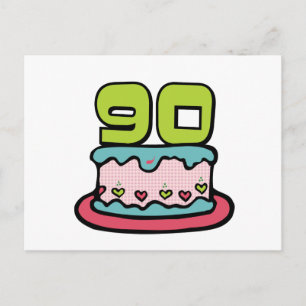 Cartão Postal Torta de Aniversário de 90 Anos