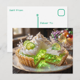 Cartão Postal Torta de Limão Taiti com Cristal Brilhante  