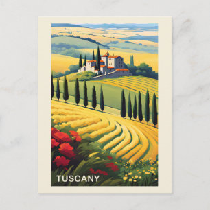 Cartão Postal Toscana Antiga Itália Villa Italiana Retro Viagem
