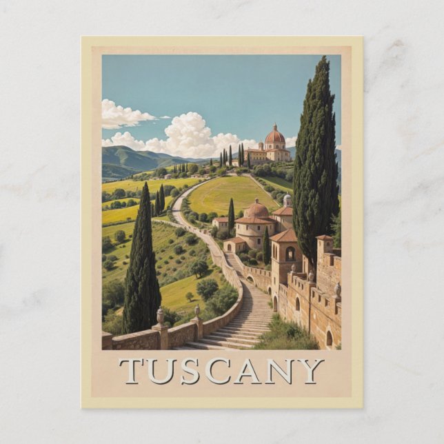 Cartão Postal Toscana Antiga Itália Villa Italiana Viagem Retro (Frente)