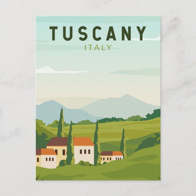 Cartão Postal Toscana Itália Viagem Vintage Art (Frente)
