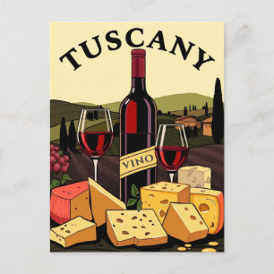 Cartão Postal Toscana Itália Vinho e Queijo Viagem de Arte Culin