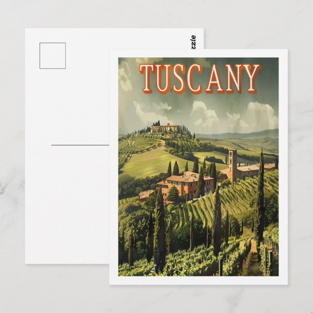 Cartão Postal Toscana Itália Vintage Familiar Viagem (Frente/Verso)