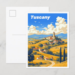 Cartão Postal Toscana Itália Vintage Illustration Viagem