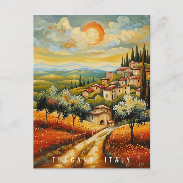 Cartão Postal Toscana na pintura a óleo solar | Itália Viagem Ar (Frente)
