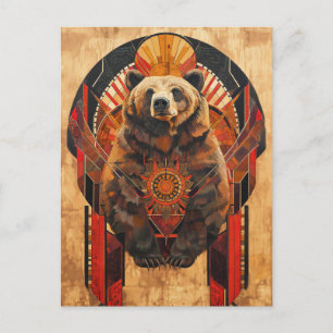 Cartão Postal Tótem de Urso – Força em Estilo Deco