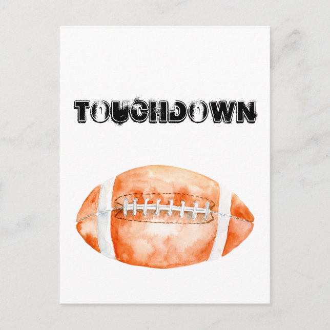 Cartão Postal "touchdown" do Watercolor Football (Frente)