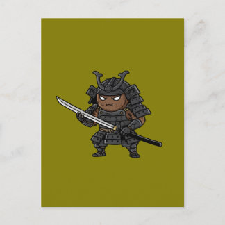 Cartão Postal Tough Coconut Samurai Guardian Katana Illustration