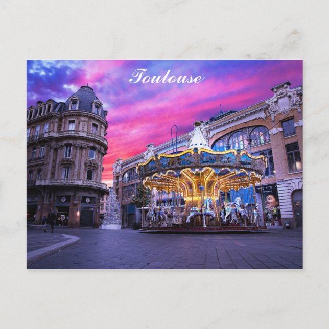 Cartão Postal Toulouse França Cidade Francesa Carousel Sunset Vi (Frente)